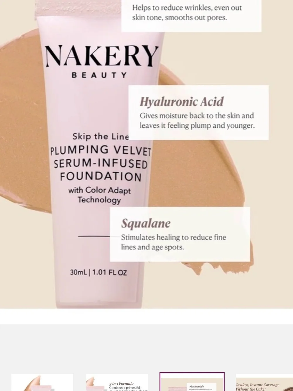 Nakery Medium Deep Plumping Velvet Serum-Infused Foundation